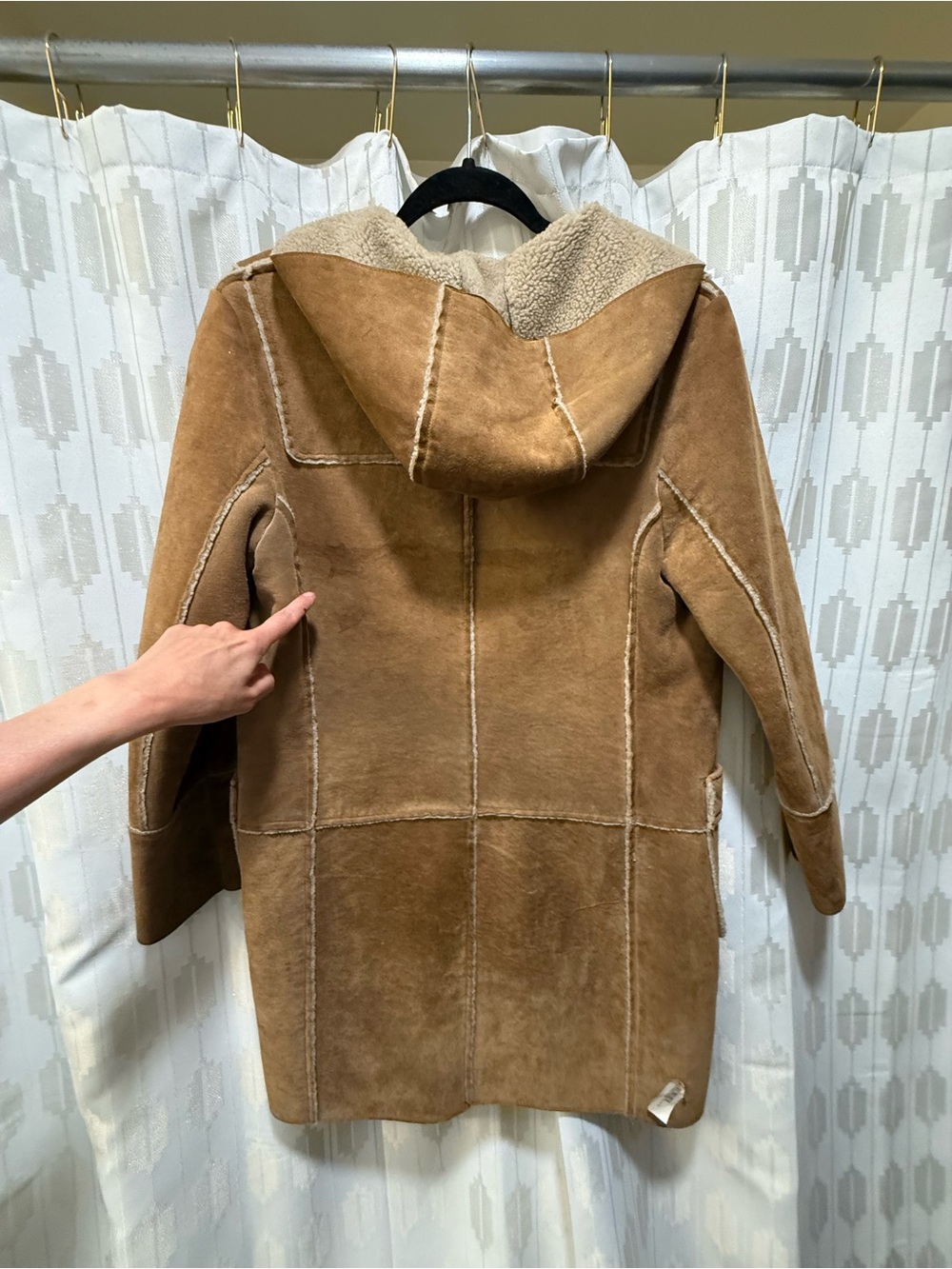 Vintage Y2K Gap Genuine Suede Shearling Hooded Coat